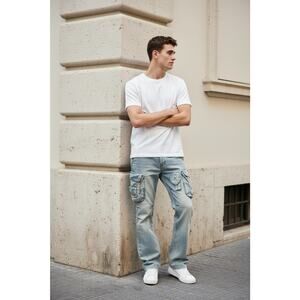 Mnmi Cargo Jeans Bleach Wash 34 X 34 NWT